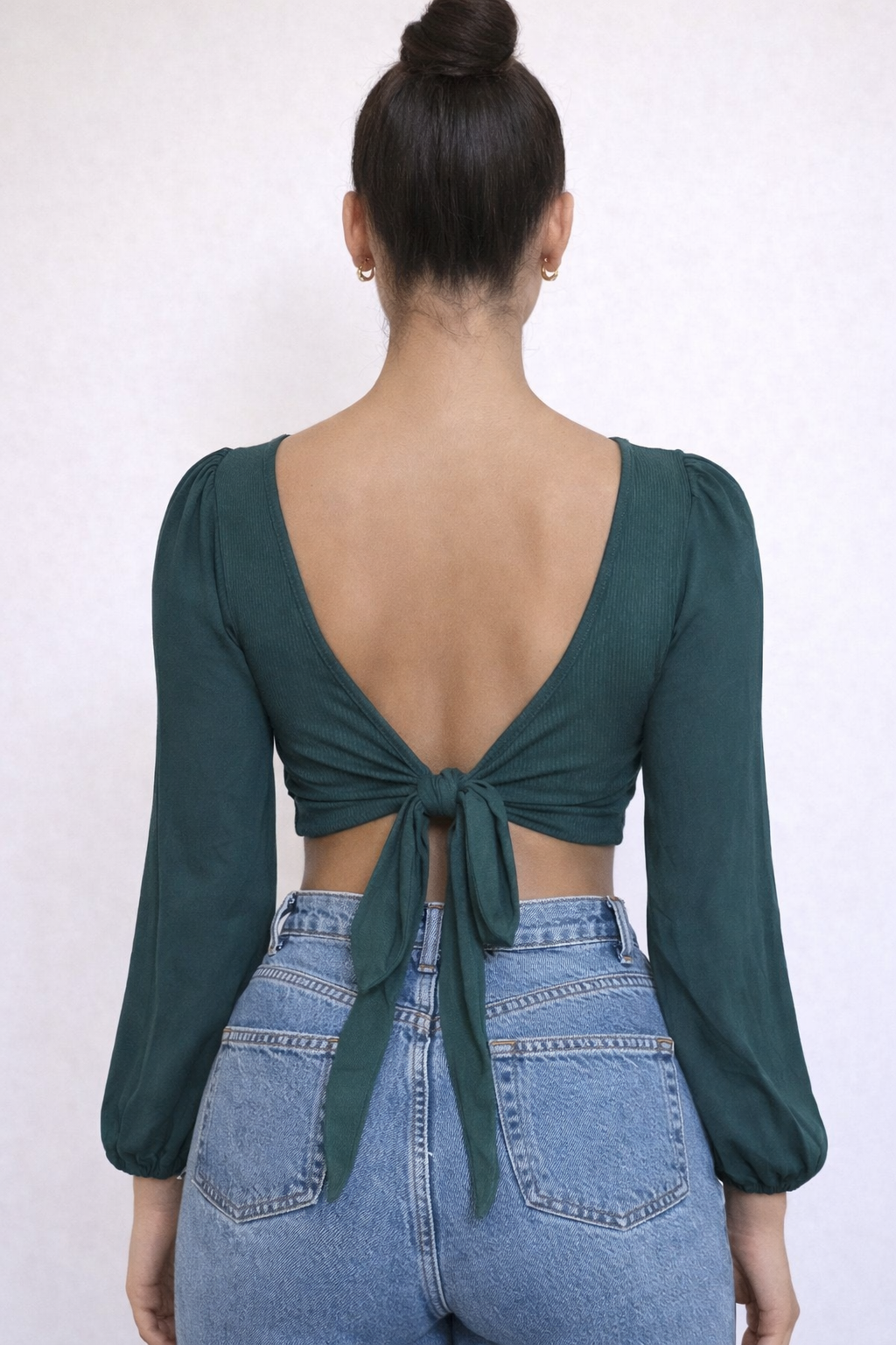 Emerald Tie-Front Crop Top