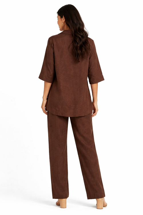 Cocoa Ease Linen Top