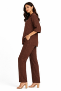 Cocoa Ease Linen Top