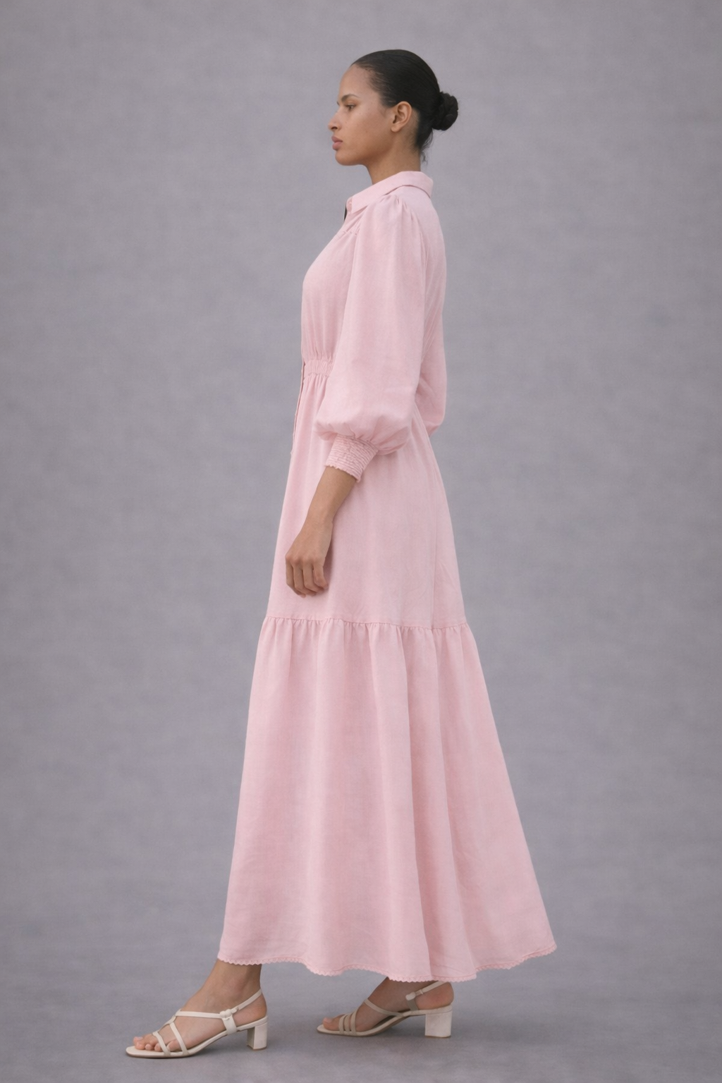Pastel Pink Button Down Maxi Dress