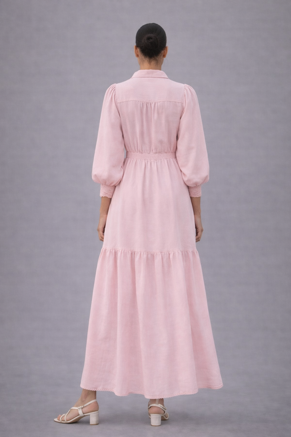 Pastel Pink Button Down Maxi Dress