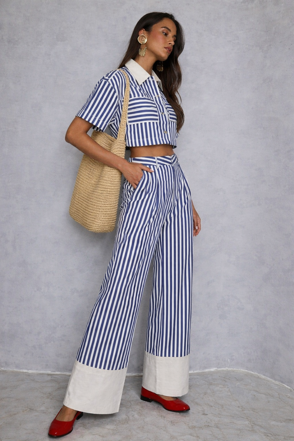 Purssian Stripes Camisole Top