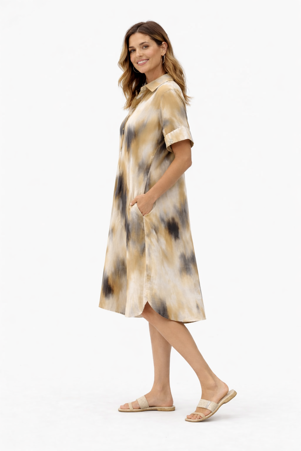 Ikkat Print Shirt Dress