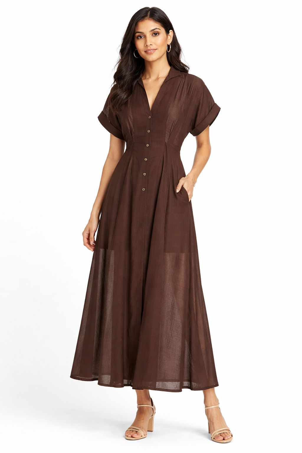 Cocoa Grace Button-Down Maxi Dress