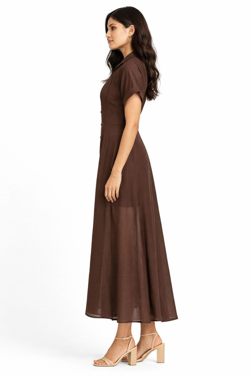 Cocoa Grace Button-Down Maxi Dress