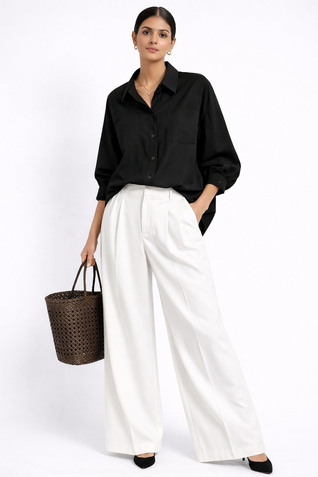 White Pleated Pant