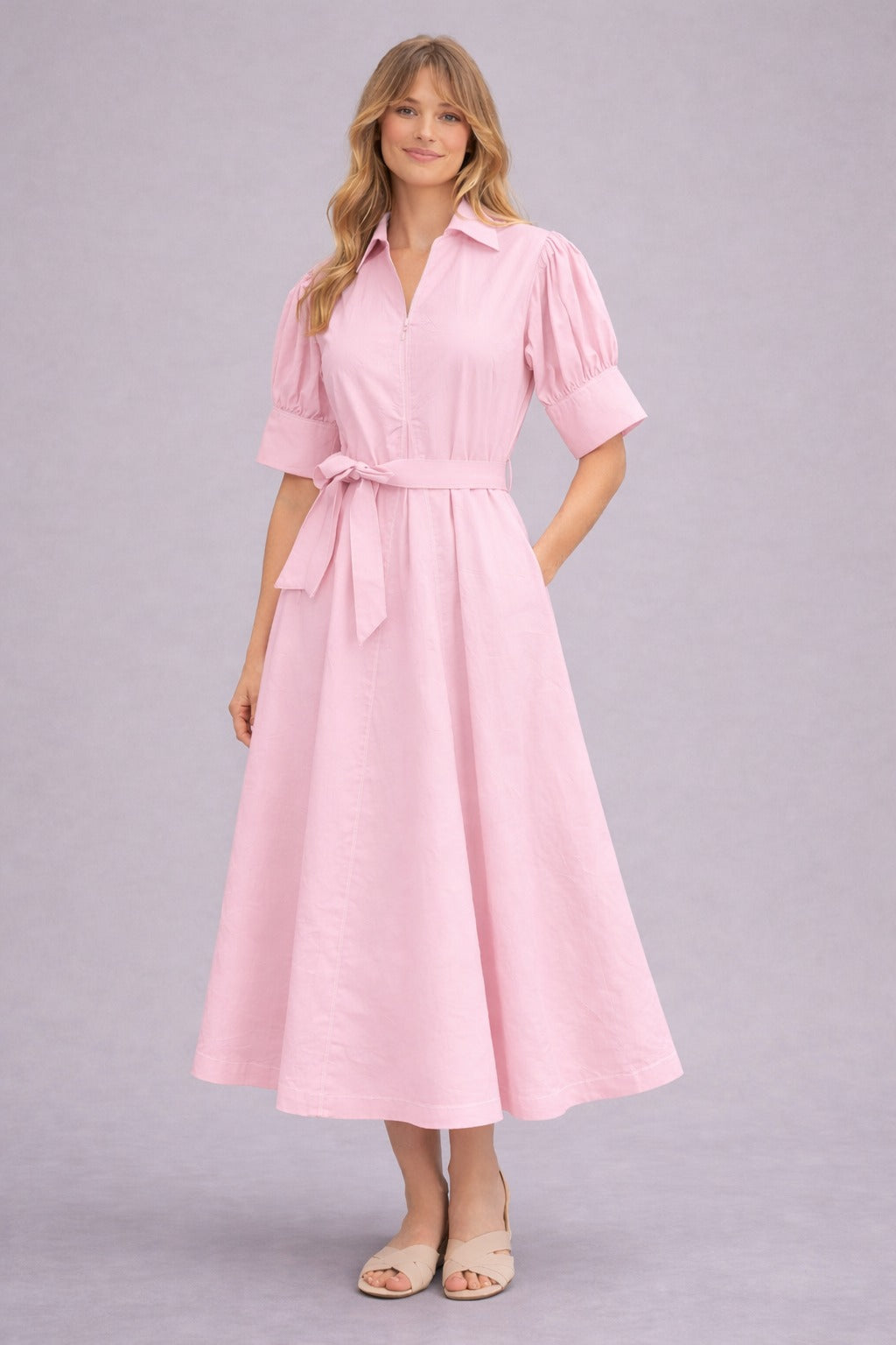 Pastel Pink Midi Dress