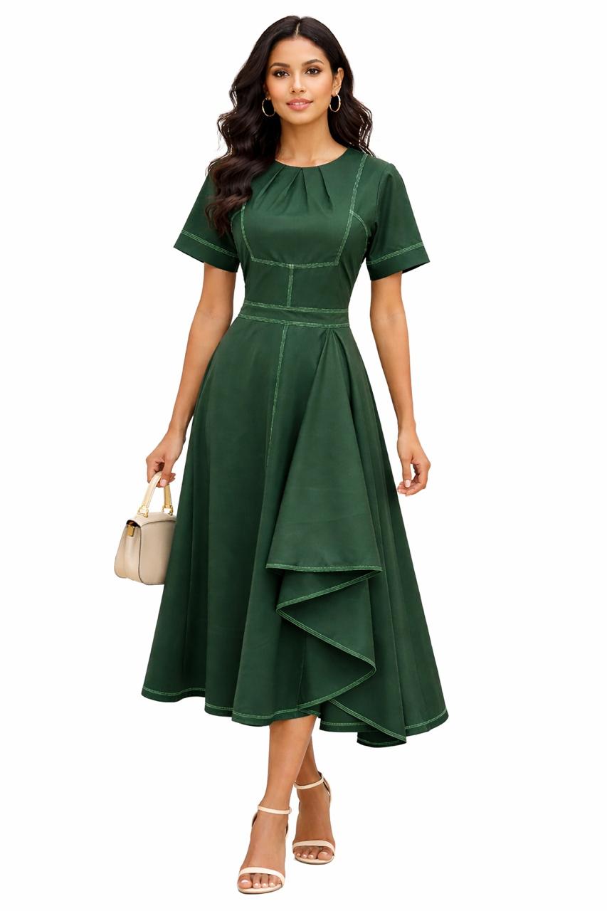 Forest Asymmetrical Midi Dress