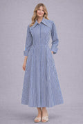 Purssian Stripes Midi Dress