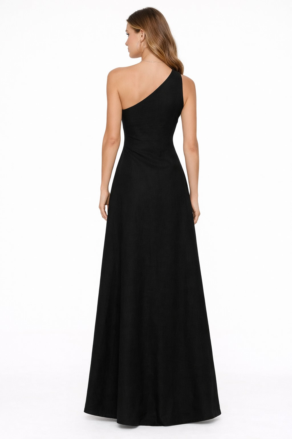 Nor Black Nor White One-Shoulder Maxi Dress