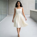 Ivory Pleated Midi  Dress