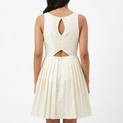 Ivory Pleated Midi  Dress